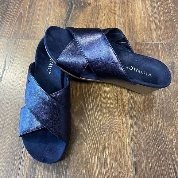 Vionic Kara leather slip on wedge sandal SZ 6.5 - Picture 2 of 6